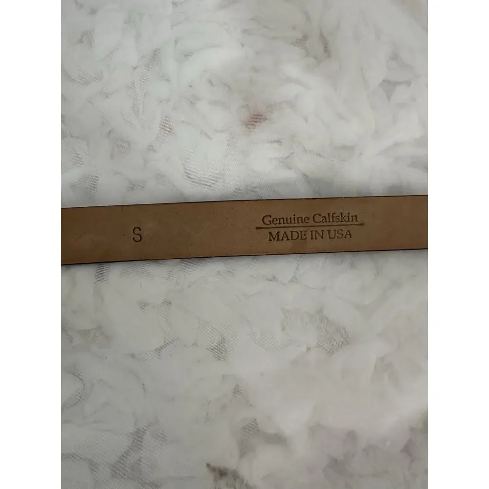 VTG Womens M Skinny Black Belt Genuine CALFSKIN Leather WMC MODERN Gold USA